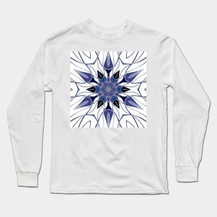 Cartoon Mandala Flower Purple Blue and White Long Sleeve T-Shirt